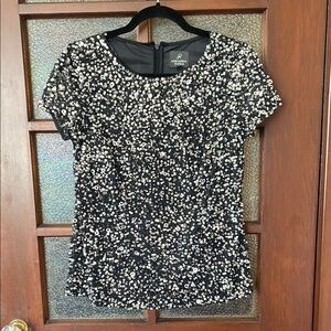 Adrianna Papell Fitted Blue Sequin Blouse